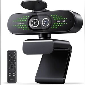 4K Webcam - Dual Wide-Angle Cameras, 11X Hybrid Zoom, PDAF Focus, Mic & Remote